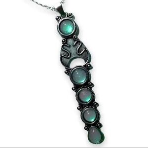 Vintage Women’s Tibetan Sterling Silver Handmade Moonstone 6 Tier Necklace